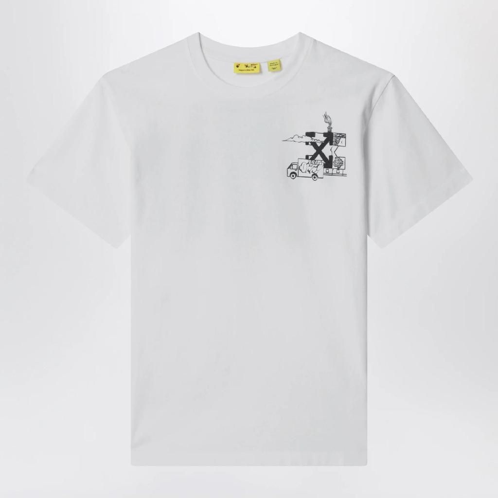 [해외] 오프화이트 White T shirt with embroidered logo OBAA002S26JER003/XM_OFFW-1000_621-6 White  [관부가세포함]