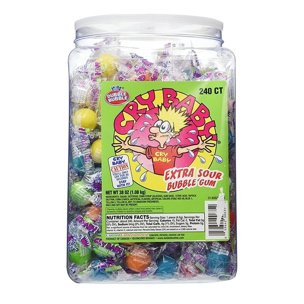 [해외] 크라이 베이비 엑스트라 사워 버블 껌 240개입 Cry Baby Extra Sour Bubble Gum 240ct. Tub, 38oz