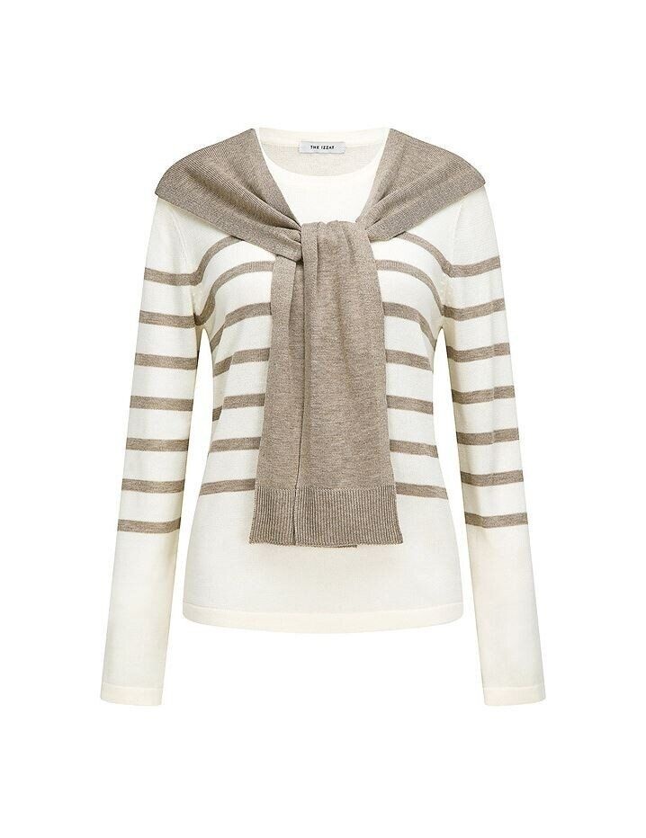 (주)바바패션 [모다아울렛][더아이잗]레이어드 스트라이프 풀오버 니트 IS3M1PO761-09_JJ 진주점