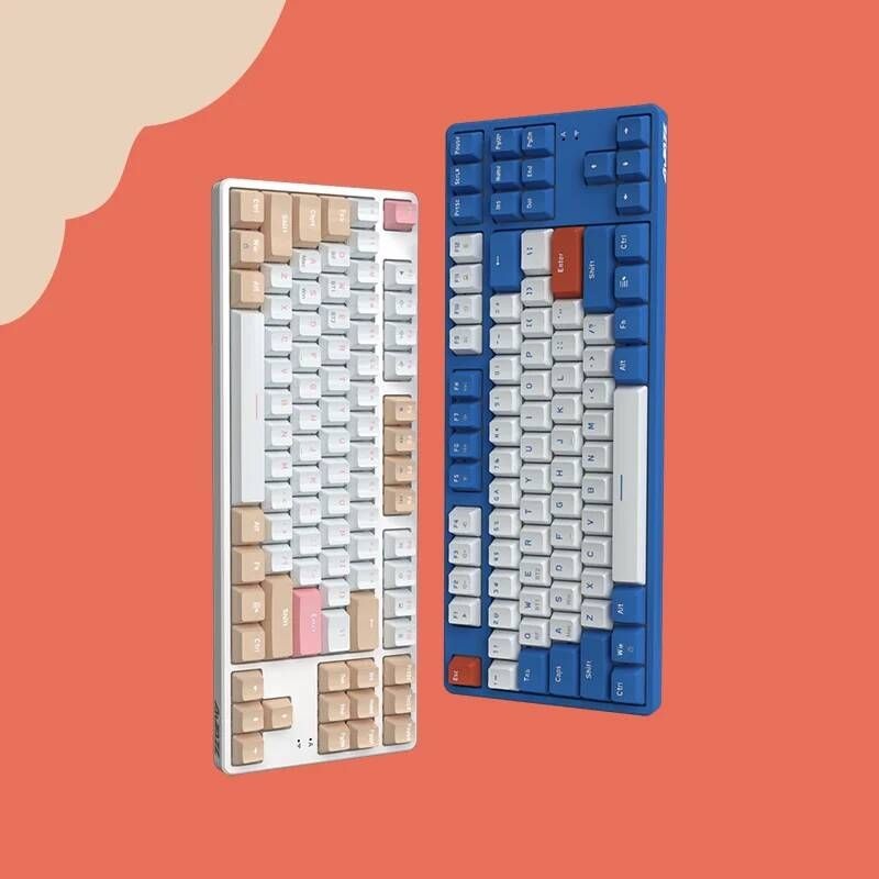 UnKnown [해외] 무선 기계식 블루투스 키보드 AJAZZ AK871 핫 스왑 2.4GHz 듀얼 모드 연결 PC용 87 키