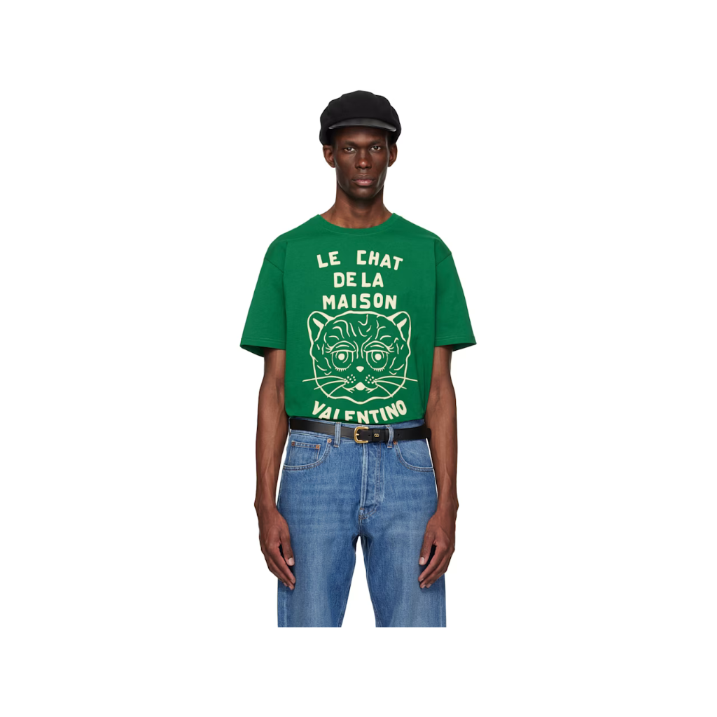 발렌티노 발렌티노 그린 코튼 르 샤 드 라 메종 프린트 티셔츠 8V3MG16PB32 TP873080218