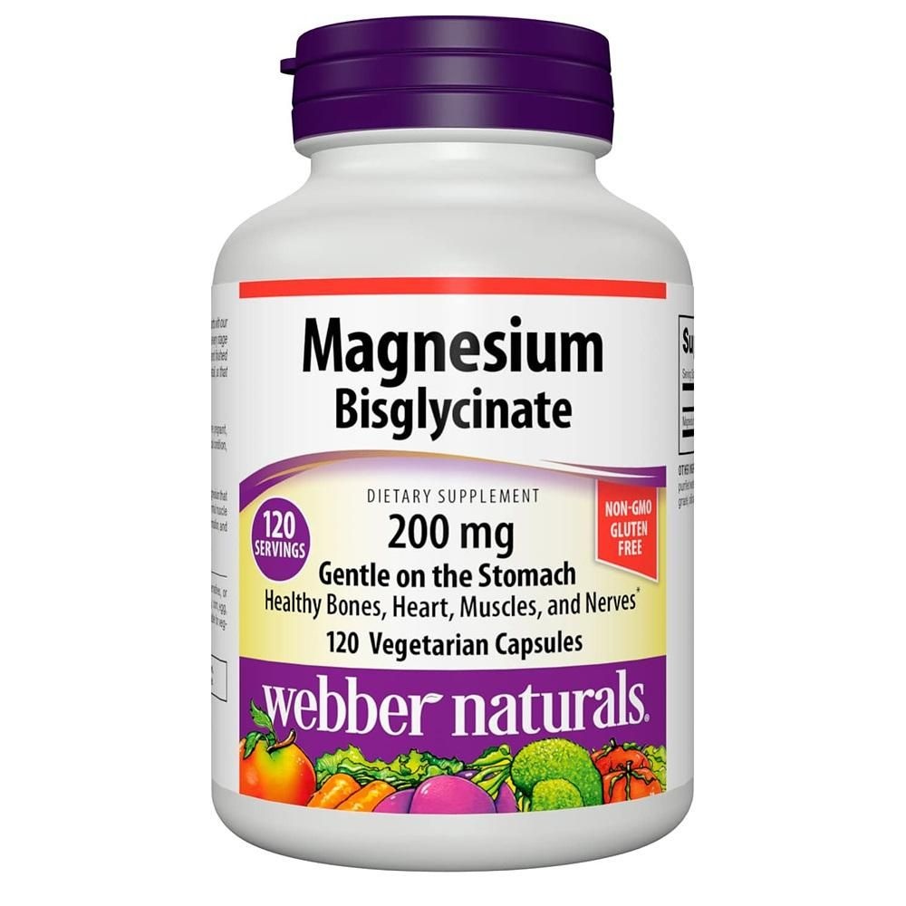[해외] 웨버네츄럴 마그네슘 200mg 120정 1팩 Webber Naturals Magnesium Bis-Glycinate 200 mg, 120 Vegetarian