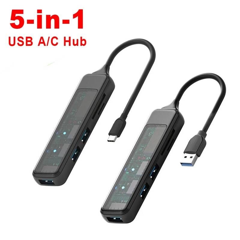 [해외] 노트북 멀티포트 C타입 노트북용 USB 3.0 허브 고속 스플리터 다기능 도킹 스테이션 SD TF 카드 리더 아이맥 프로 에