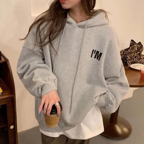 [주식회사 브이와이][JHL70645_51IB]후드 맨투맨 루즈핏 영어 레터링 여자 (29883778A)