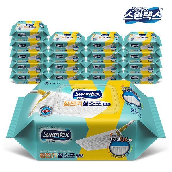 스완렉스 스완렉스 고평량 60m 정전기 청소포 대형(캡형) 25매 x 18팩 281336