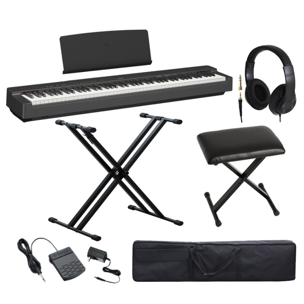 [해외] 야마하 YAMAHA 디지털피아노 88키 P-225B 올인원세트 (스탠드 의자 케이스 헤드셋)