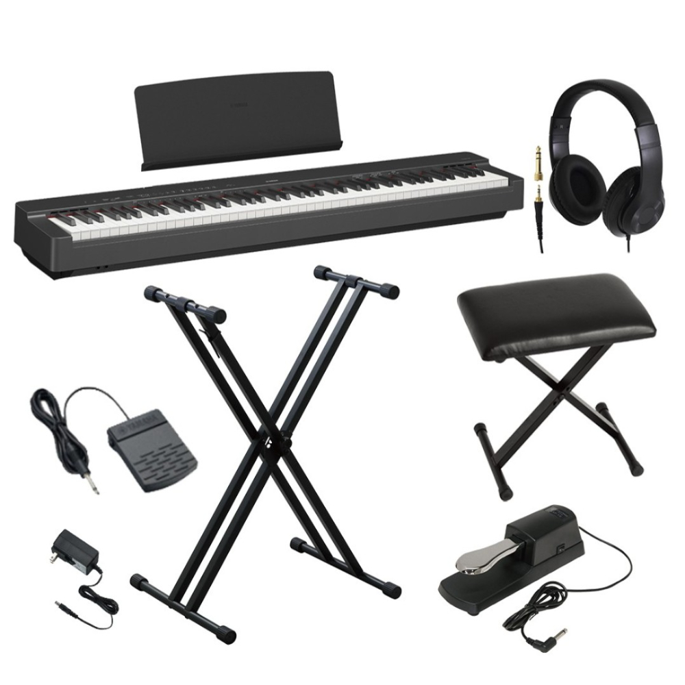 [해외] 야마하 YAMAHA 디지털피아노 88키 P-225B 올인원세트 (스탠드 의자 페달 헤드셋)