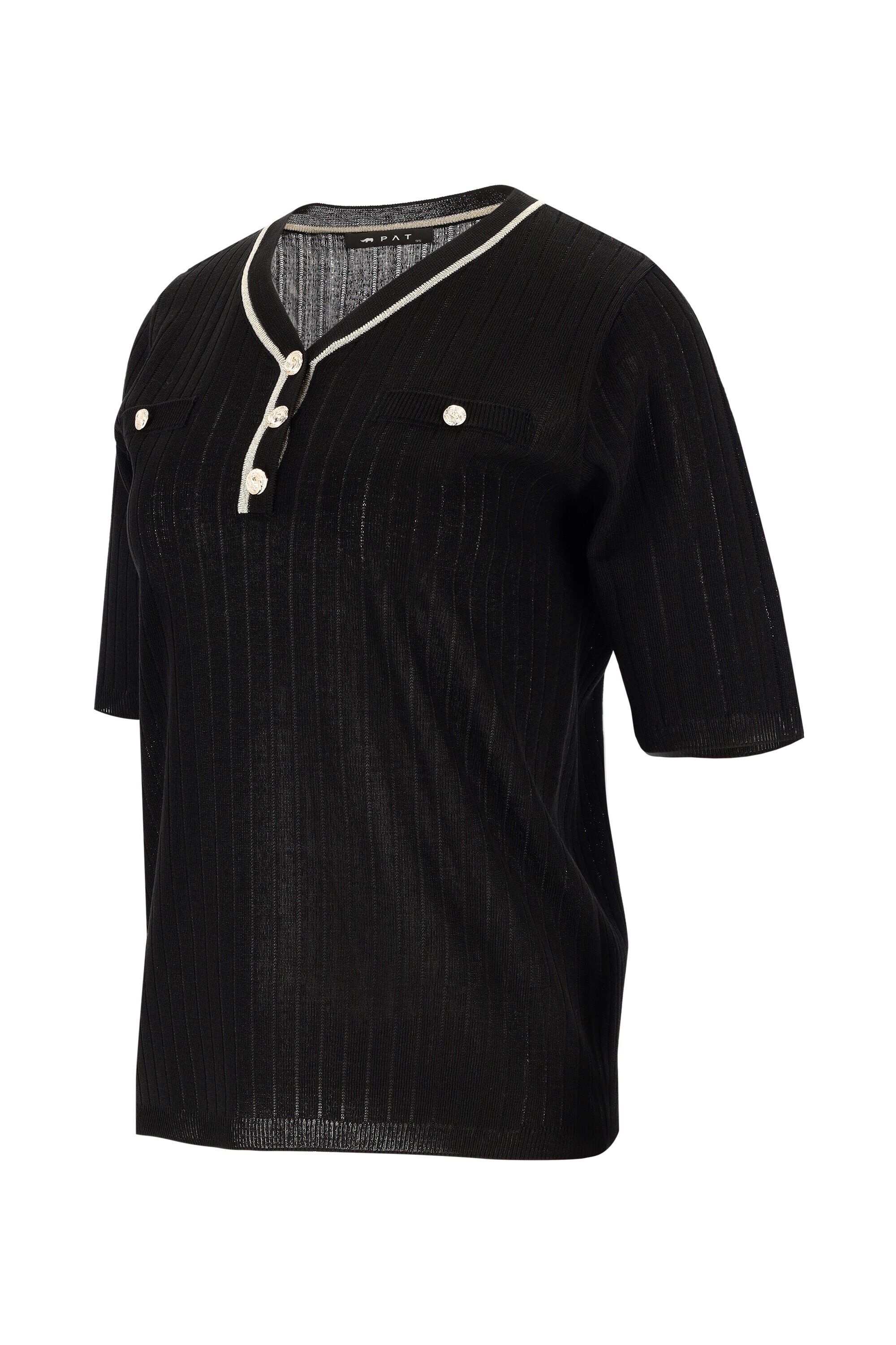 5부 단추 브이넥 스웨터 1L43201KJ