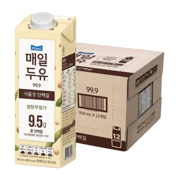 매일두유 99.9 플레인 950ml x 12팩 무설탕 식물성 단백질 보충제 음료