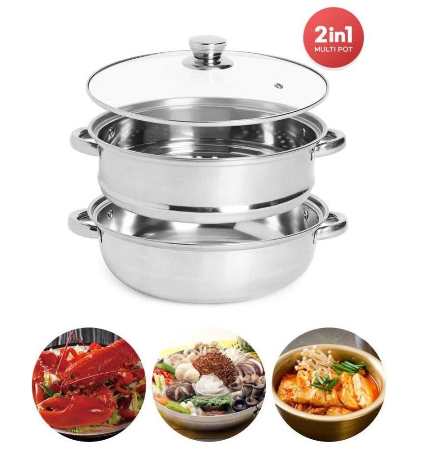 이녹스프랑 루나 인덕션&전골냄비 28cm 스테인레이스 인덕션 2단찜기 전골냄비 28cm 찜기채반 스텐찜통 찜솥