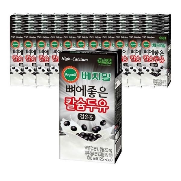 [셀러허브 식품] 정식품 베지밀 뼈에좋은 칼슘두유 검은콩 190ml 96개