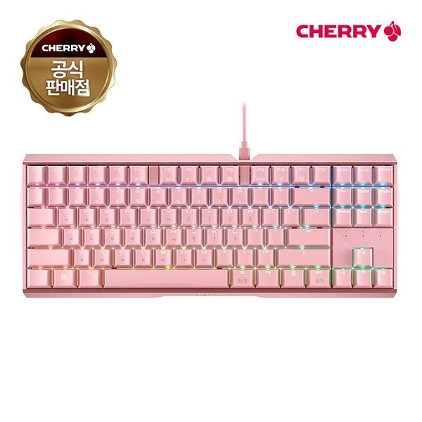 Cherry 유선 기계식 미니키보드, MX BOARD 3.0S TKL RGB, G80-3877HSAKR-9, 클릭 청축 핑크 USB