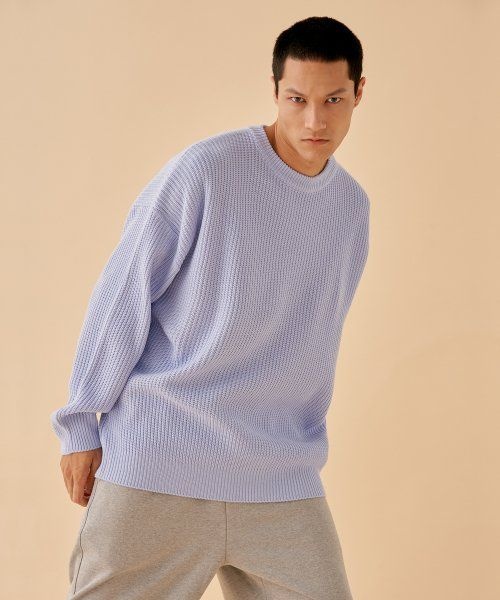 PAPERBOY PAPERBOY 소프트 크루넥 오버 스웨터-스카이블루 PSW001 366193