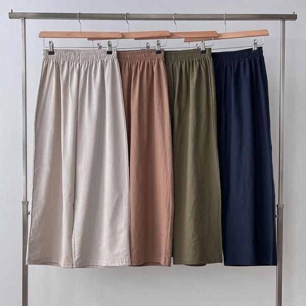 강물처럼 [셀러허브 여성] 빅사이즈사랑해요 K061L305 와이드핏밴딩팬츠 SS