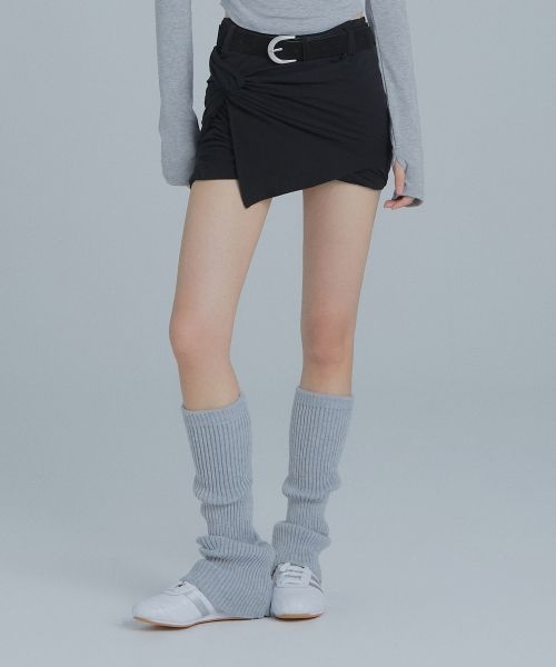 FRANTICSERVICE FRANTICSERVICE 셔링 저지 미니스커트 - 블랙 1025279