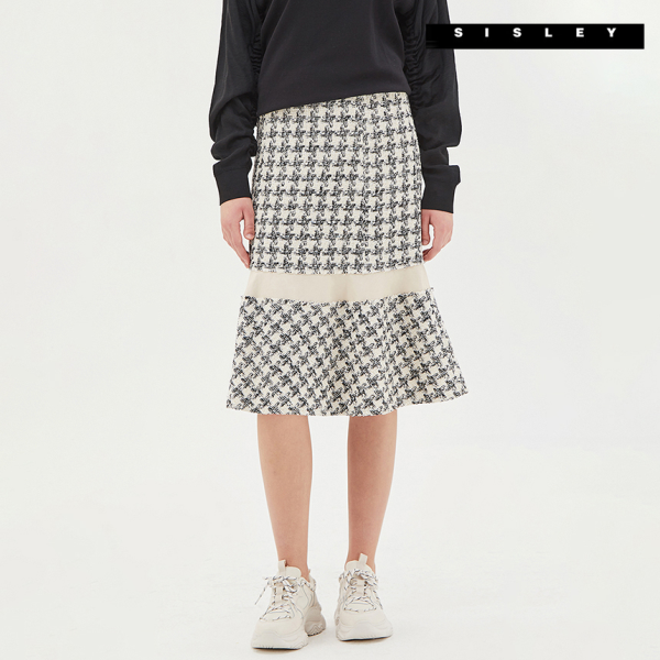 시슬리 시슬리 믹스 라인 트위드 스커트 SASK11011-BK 724289