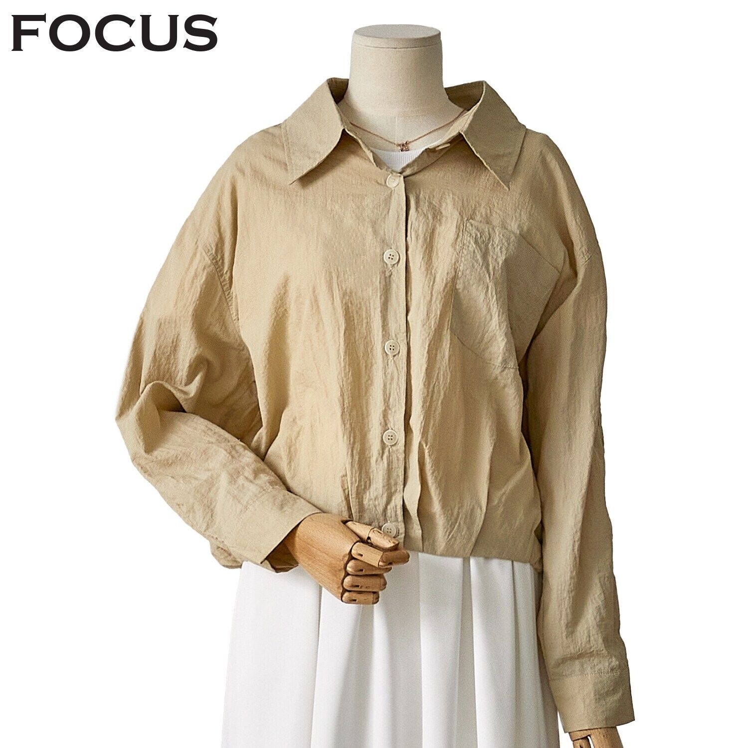 아노락 핀턱 크롭 블라우스FM3C7BL0206JK