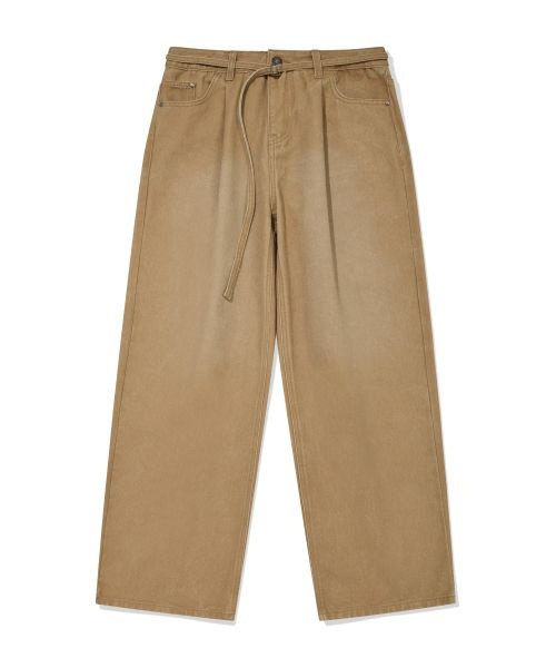 WACKY WILLY <매장정품> 와키윌리 WACKY WILLY 우먼스 피그먼트 핀턱 벨티드 데님 팬츠 브라운 WA2503PT76BR 1386443