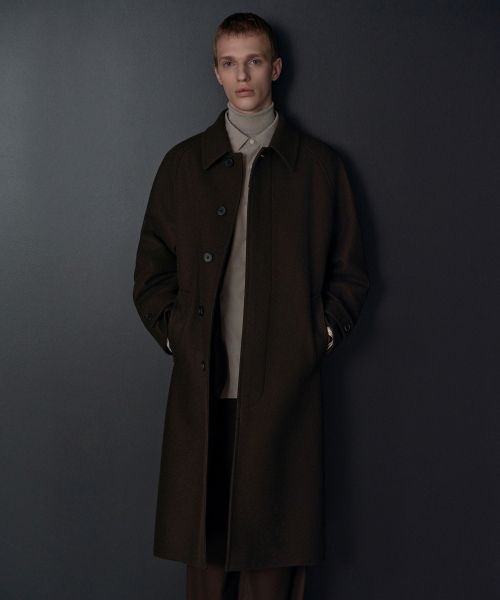 MUSINSA STANDARD MUSINSA STANDARD FORTEX 펠트 오버사이즈 발마칸 코트 [다크 브라운]