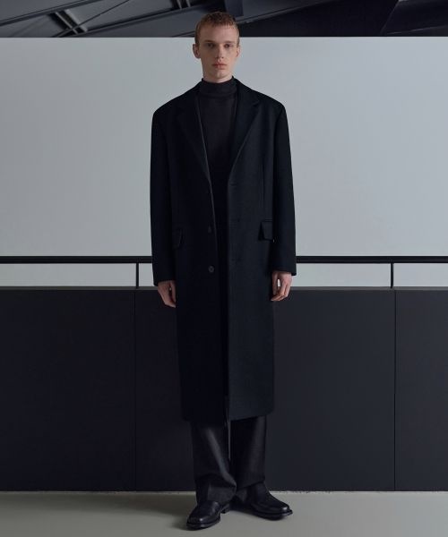 MUSINSA STANDARD MUSINSA STANDARD FORTEX 펠트 대디 숄더 싱글 롱 코트 [블랙]