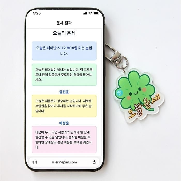 [갓샵]오늘의 운세 NFC 태그 키링 점심메뉴 디데이 코인시세