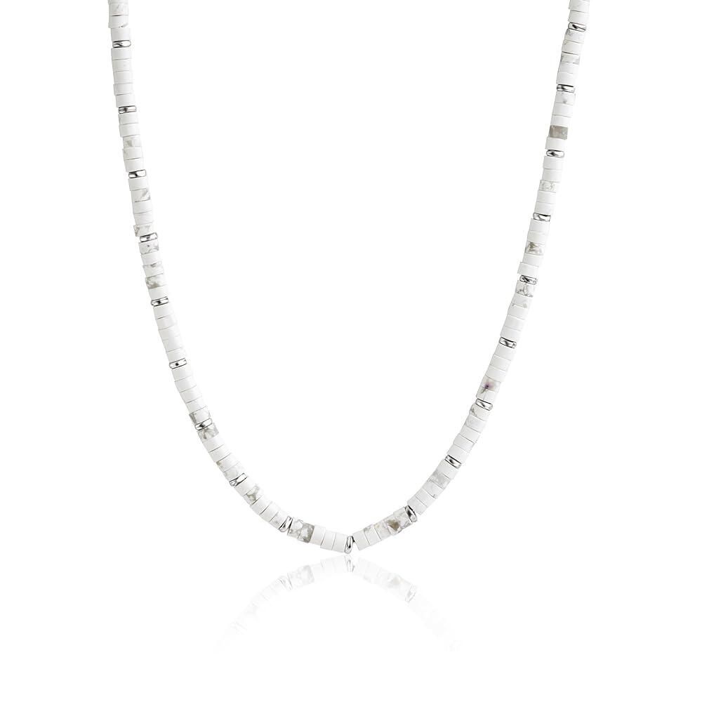 [해외] [미국수입정품] JEAN RACHEL JEWELRY 남성용 비즈 목걸이 - 솔리드 925 스털링 실버 스페이서 헤이시 스톤 스트랜드, 순