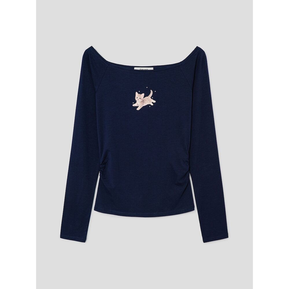 (주)삼성물산 패션부분 에잇세컨즈 (현대Hmall) (에잇세컨즈) 그래픽 오프숄더 티셔츠  네이비 356341SMDR