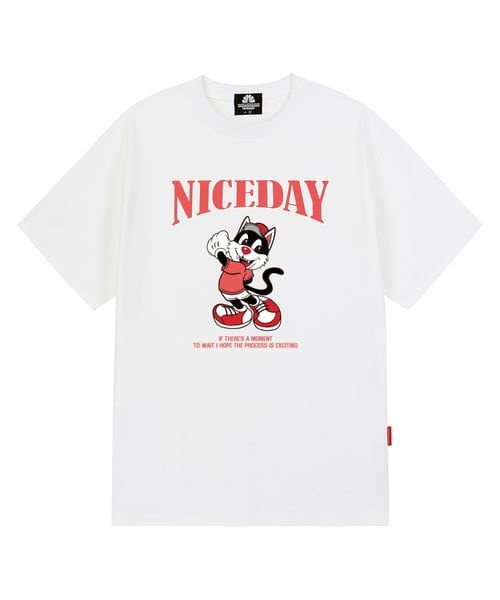 TRIPSHION <매장정품> TRIPSHION NICEDAY PINK CAT GRAPHIC 티셔츠 - 화이트 TRIP22TSWHT010 260246