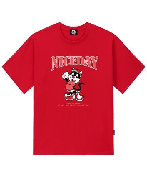 TRIPSHION <매장정품> TRIPSHION NICEDAY PINK CAT GRAPHIC 티셔츠 - 레드 TRIP22TSRED010 260256