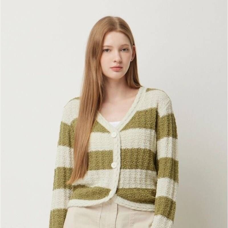 시슬리 <매장정품> SISLEY 시슬리 케이블 배색 스트라이프 가디건 SAKCE3541 1407327