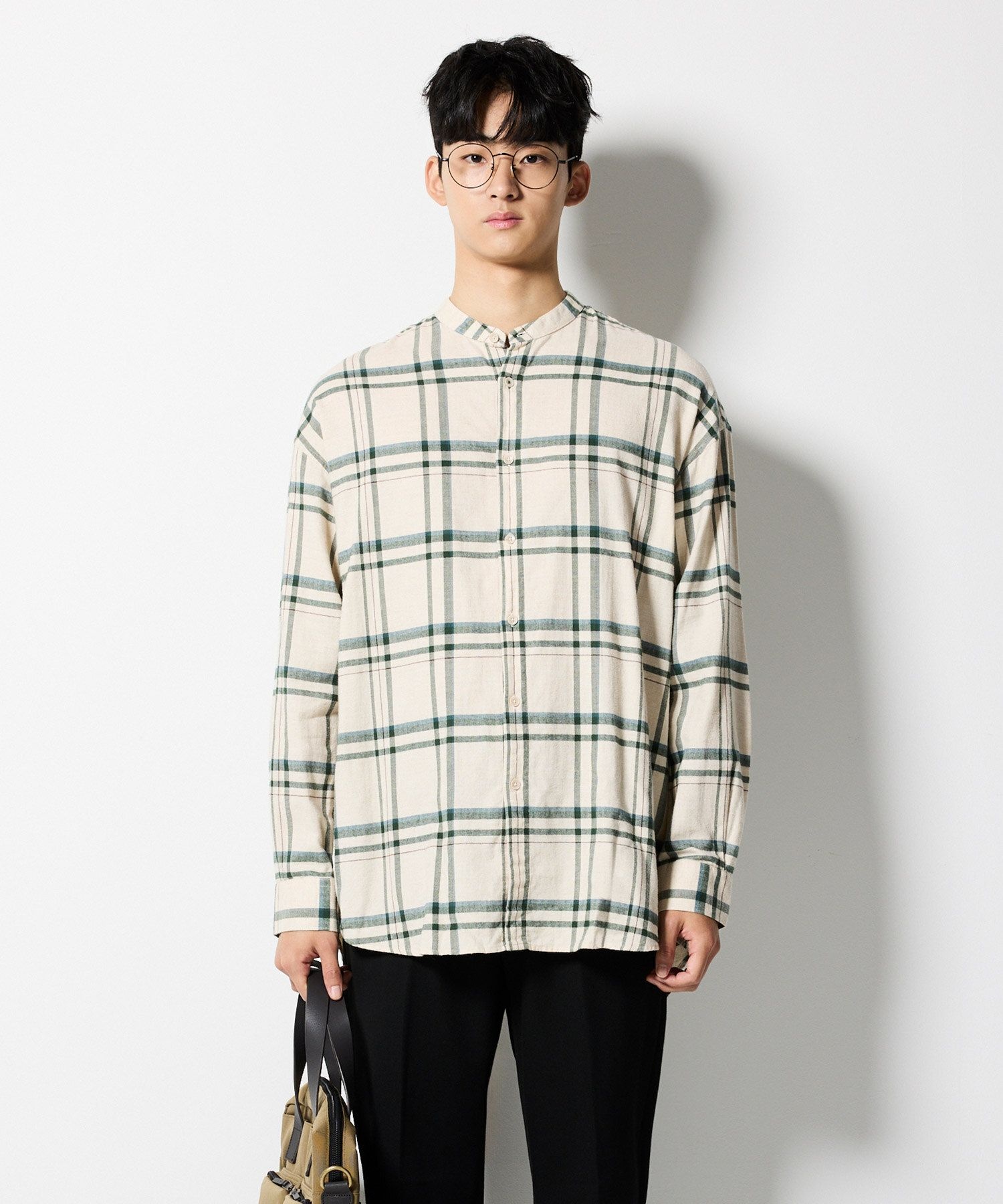 STCO 에스티코 STCO 체크 헨리넥 셔츠 그린 오버핏 SDSTC16OSE