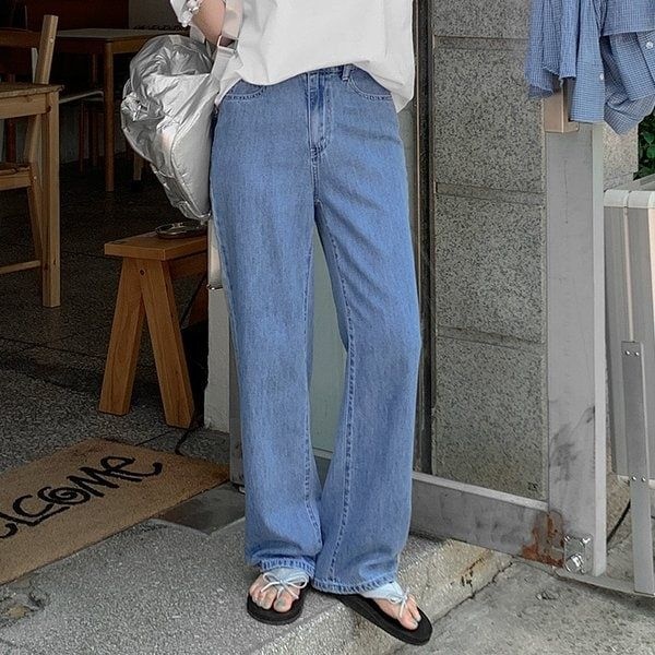 공구우먼 제작 메릿 뒷밴딩 숏앤롱 썸머 세미 와이드 데님 팬츠 76939 빅사이즈 여성의류