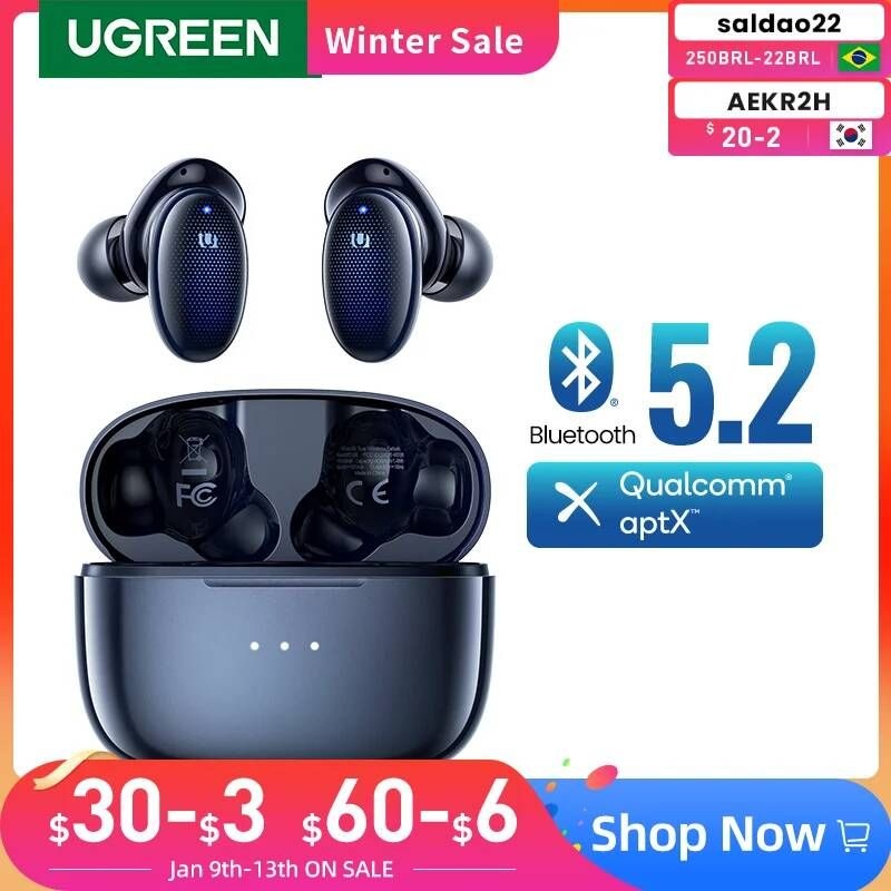 UnKnown [해외] 골전도 블루투스 무선 이어폰 【업그레이드 】ugreen HiTune X5 TWS 이어 버드 5.2 헤드폰 Qualcomm QCC3040 aptX 코덱