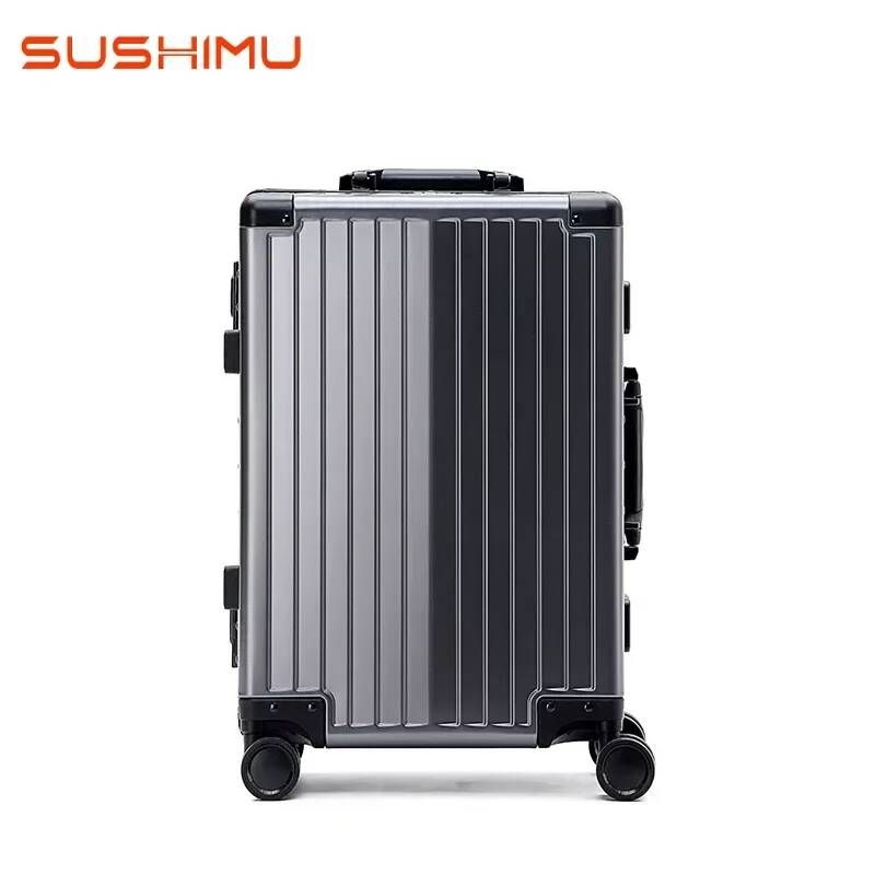 UnKnown [해외] 여행용캐리어 {{한시 할인 쿠폰 9000원 G4QLDDSO7Y7T}}SUSHIMU알루미늄-마그네슘 합금 트롤리 여행 가방 스피너 휠 알루
