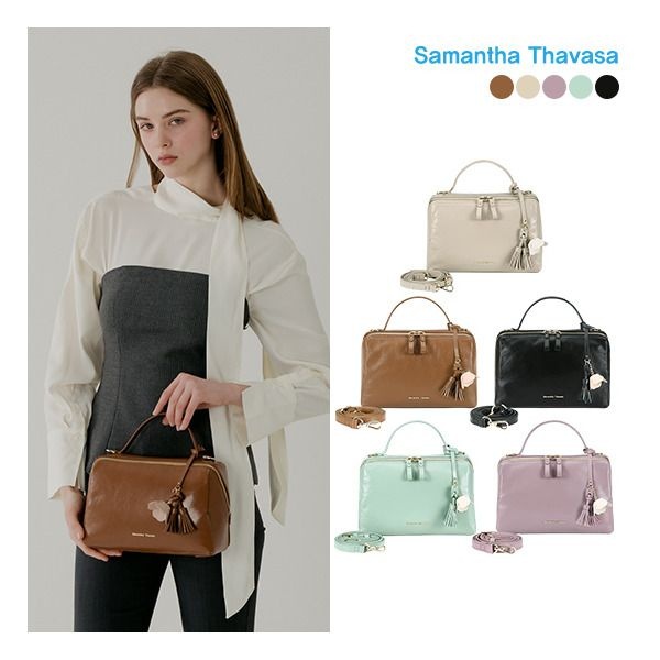 TORA 사만사타바사 [사만사타바사]  [직]양가죽 골든스파이어 토트백 + 플라워참