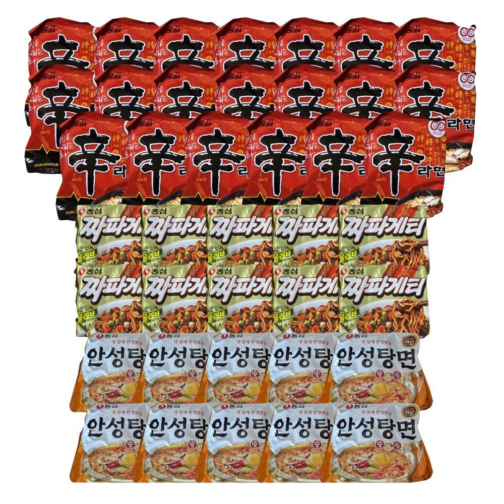 농심 신라면 20개 + 짜파게티 10개 + 안성탕면 10개 (총 40봉)