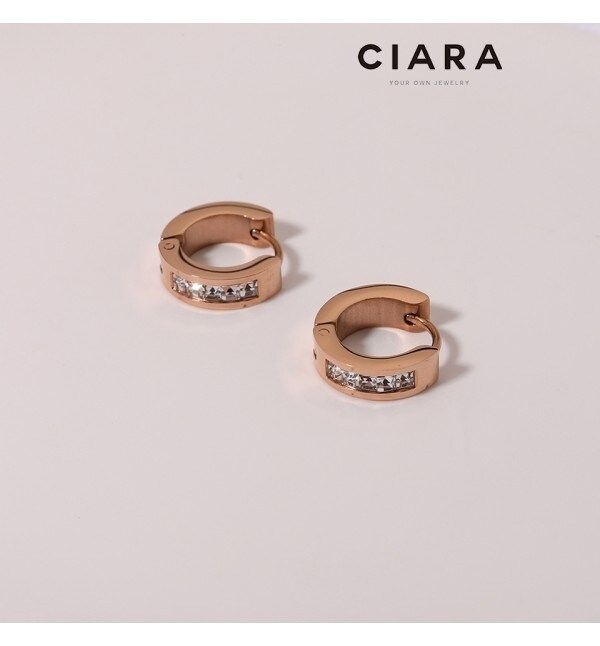 CIARA 써지컬스틸 Cagliari 투써클 블록브루드 원터치 귀걸이