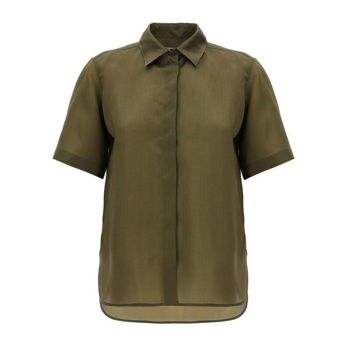 막스 마라 막스마라 26 SS 막스마라 아칸토 버튼 숏슬리브 실크 딥그린 셔츠 ACANTO123