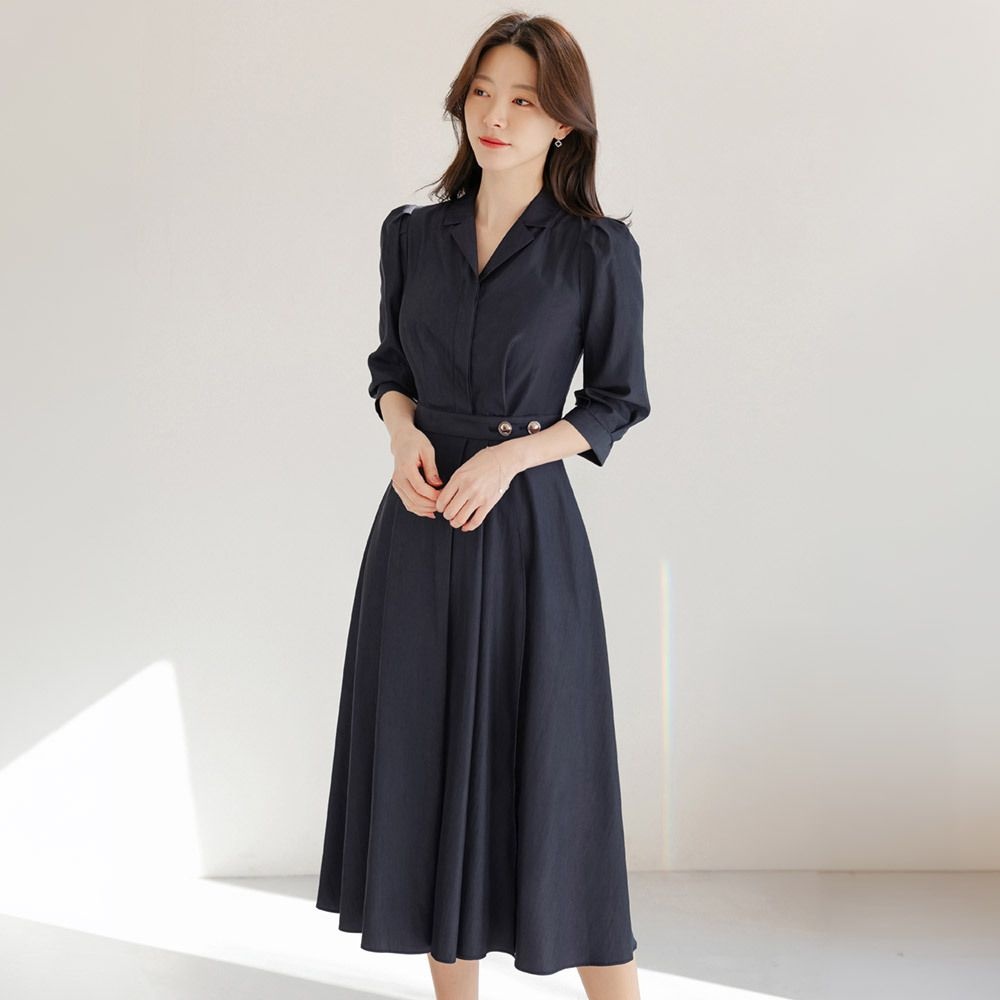 시크라인 (~XXL까지) 미아온 투버튼 랩 디자인 원피스 하객룩 오피스룩 모임룩 격식룩 빅사이즈