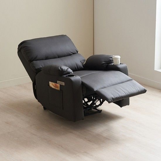 (주)에보니아 [무료배송] 리슨 전동 1인 리클라이너 소파의자 이지클린 에어레더 가죽 안락체어