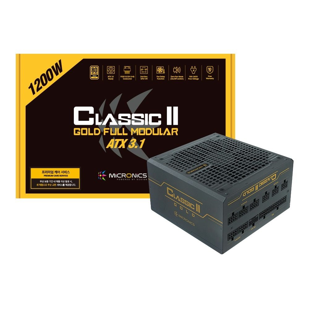 [오늘출발] 마이크로닉스 HIT 마이크로닉스 Classic II 1200W 80PLUS골드 풀모듈러 ATX3.1 /파워서플라이/오늘출발/정품/안심포장