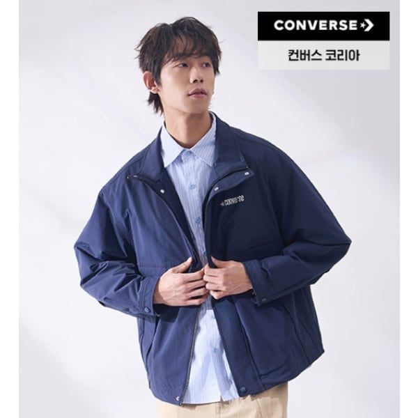 컨버스 <매장정품> CONVERSE 컨버 컨버스 MCJ404-695 웜 클린 핏 논 패디드 윈드브레이커 바람막이 자켓 네이비 1389930