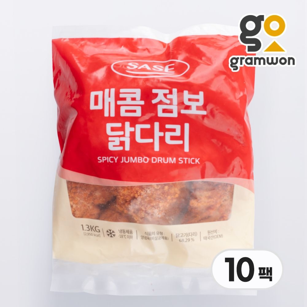 [그램원 협력업체][오늘출발] 그램원 사세 매콤점보닭다리 13KG(1.3kgX10팩) 넓적다리 닭다리살 편의점 치킨 업소용 대용량