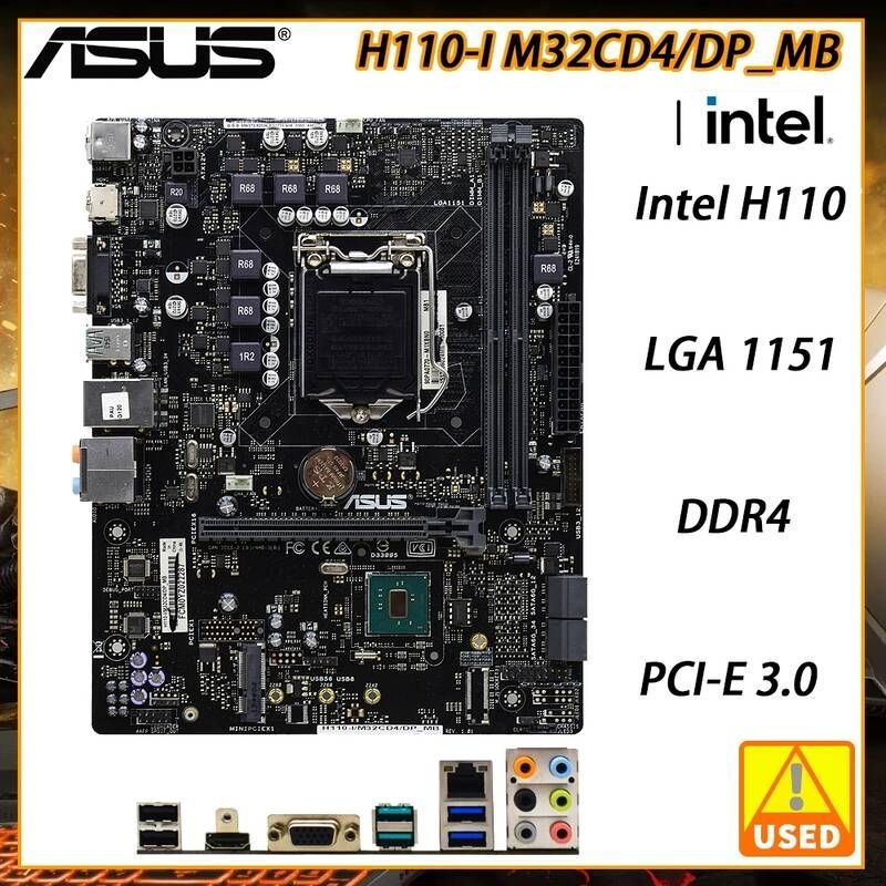 UnKnown [해외] 마더보드 메인보드 H110-I 마더 DDR4 ASUS M32CD4/DP_MB LGA 1151 6th 세대 Intel H110 칩셋 USB3.0 SATA3 M-ATX PCI-E X16