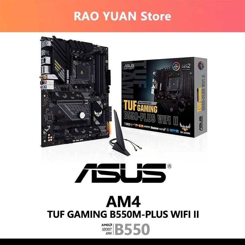 UnKnown [해외] 마더보드 메인보드 ASUS TUF GAMING B550M PLUS WI-FI II Micro-ATX 마더 보드 DDR4 4600 MHz 128G 마이닝 세트 AM4 지원 AMD Ryzen CPU