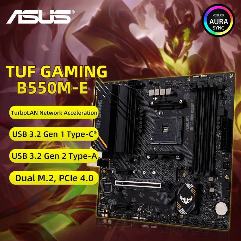 [해외] 마더보드 메인보드 ASUS TUF 게임 B550M-E Ryzen AMD B550 마더 보드 소켓 AM4 메인 마이크로 ATX 지원 DDR4 4600OC/4400OC 128GB M.2