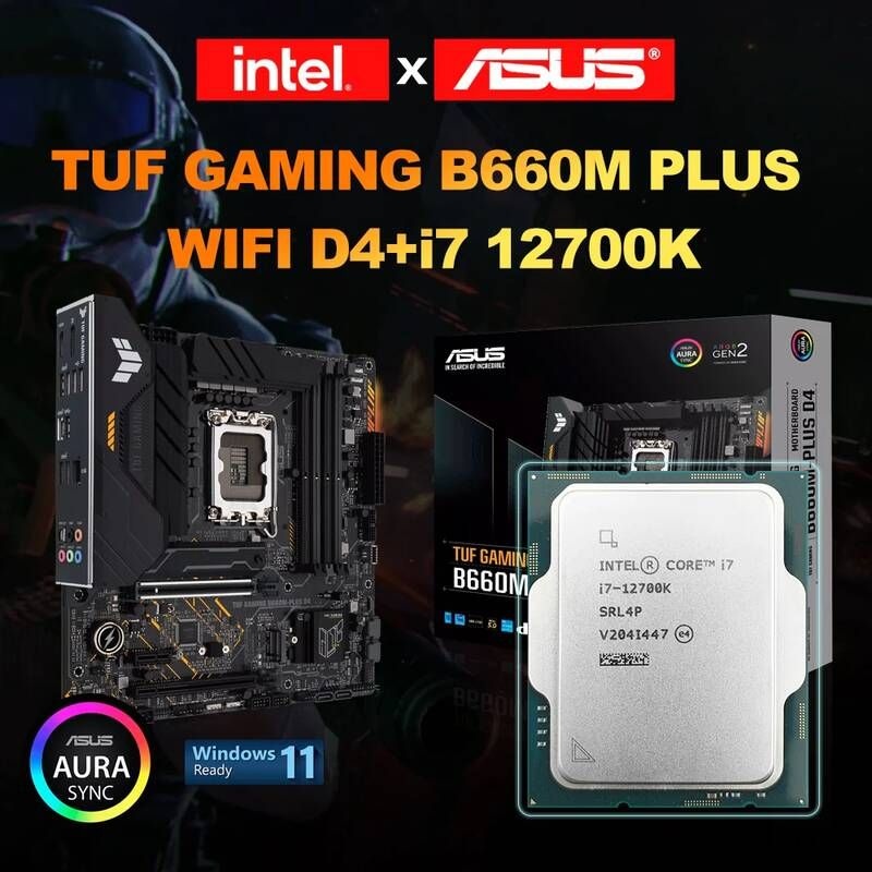 [해외] 마더보드 메인보드 인텔 코어 i7 12700K + ASUS TUF 게이밍 B660M PLUS WIFI DDR4 CPU 슈트 지원 LGA 1700 신제품