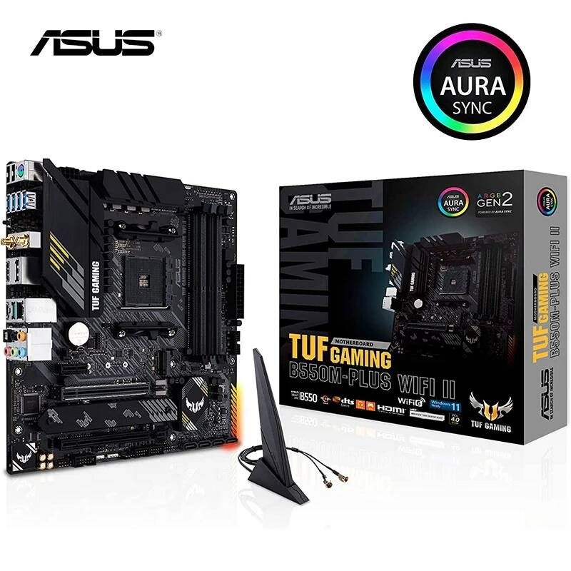 UnKnown [해외] 마더보드 메인보드 ASUS TUF GAMING B550M PLUS (WI-FI) II Micro-ATX 마더 보드 DDR4 4600 MHz 128G 마이닝 세트 AM4 지원 AMD Ryzen CPU