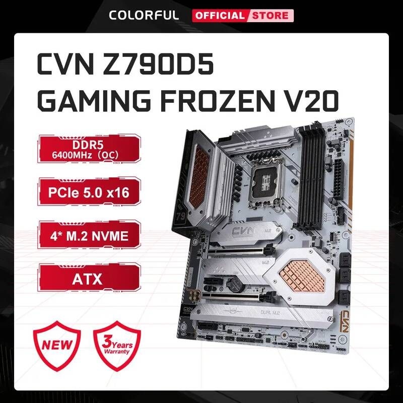 [해외] 마더보드 메인보드 다채로운 CVN Z790 D5 게임 냉동 V20 마더 보드 LGA 1700 인텔 ATX 메인 DDR5 PCIE5.0 13 세대 코어 지원