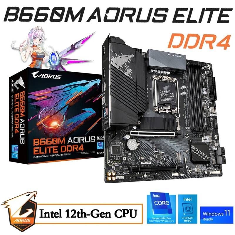 [해외] 마더보드 메인보드 LGA 1700 마더 보드 DDR4 Gigabyte B660M AORUS 엘리트 인텔 B660 메인 PCIe 4.0 12th-Gen CPU i3 i5 i7 i9 M.2